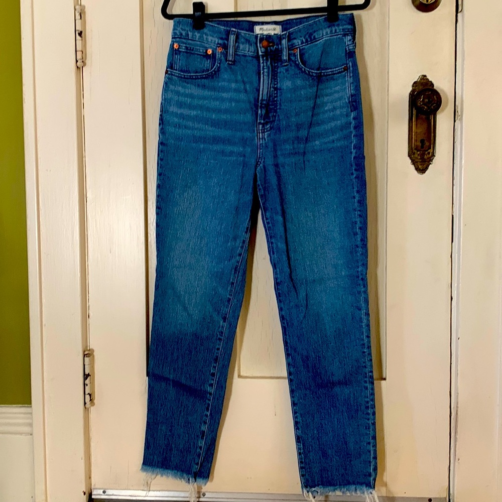 Madewell Perfect Vintage raw hem medium wash jean, sz 28